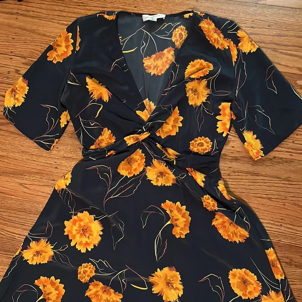 Amour Vert silk Joselle marigold dress M - Picture 7 of 11